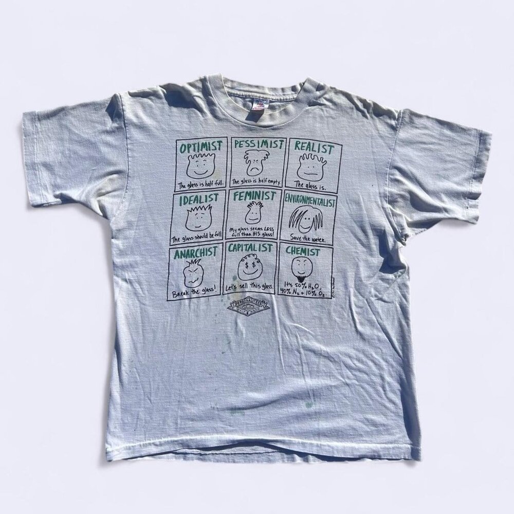 1994 Fruit of The Loom Personality Faces Halfmoon White Vintage T-Shirt Size XL